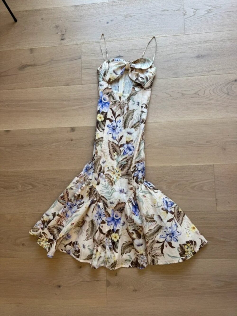 Zimmermann Coco bow-embellished cutout floral-print linen midi dress